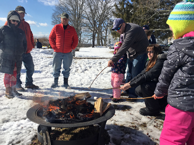 A crackling fire provided some warmth and was just right for toasting marshmallows at the Damariscotta River Association's Winter Fest.