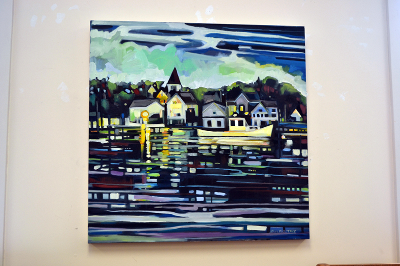 "Nightfall (Return to Kittery Point)," by Susan Bartlett Rice, hangs in her current show at the Bristol Area Library, running through Wednesday, Feb. 28. (Christine LaPado-Breglia photo)