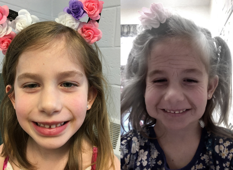 South Bristol School's Featured Student, Brailee, shown at ages 6 (left) and 100.