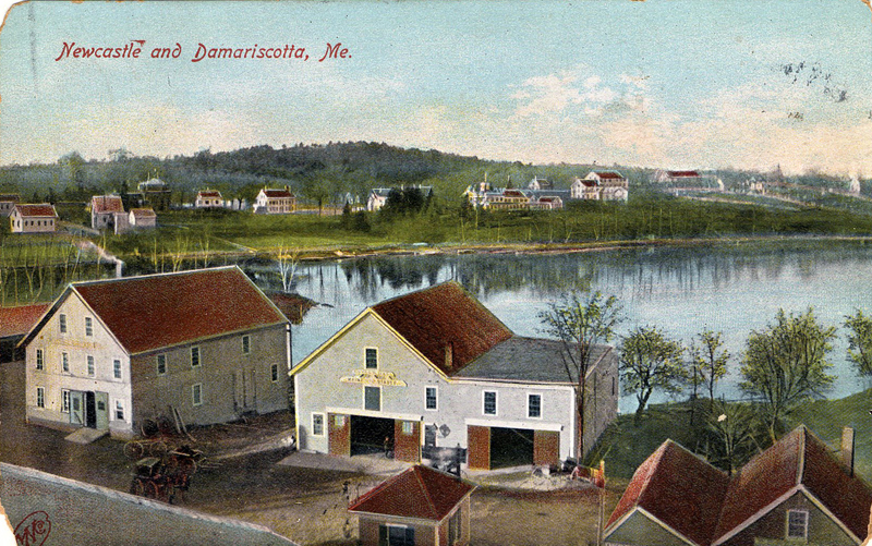 1908 postcard of the building of D.H. Northey, where he manufactured carriages and sleighs as far back as 1887 in Damariscotta. His building is on the far left in this photo. (Postcard from Marjorie and Calvin Dodge collection)