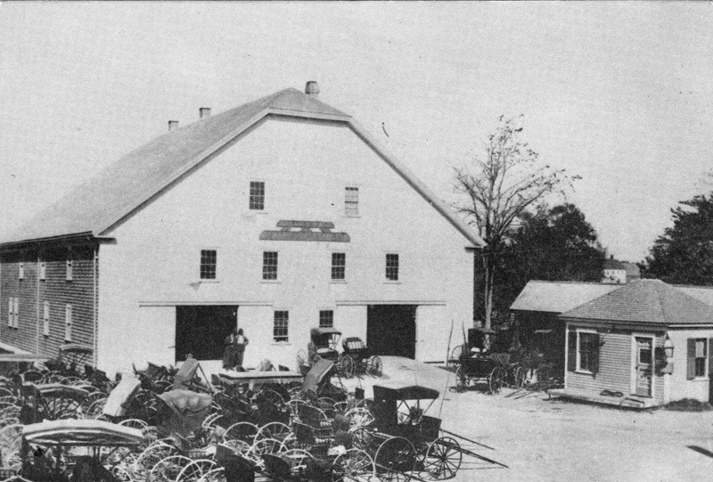 Royal Maine Hotel Stable, located where Elm Street Plaza is today. (Postcard from Marjorie and Calvin Dodge collection)