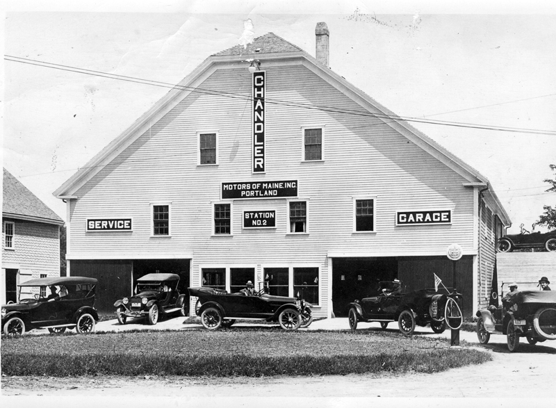 1925 Motor Service Station, home of Chandler & Cleveland Cars, A P. Bennett, proprietor. (Photo courtesy Marjorie and Calvin Dodge)