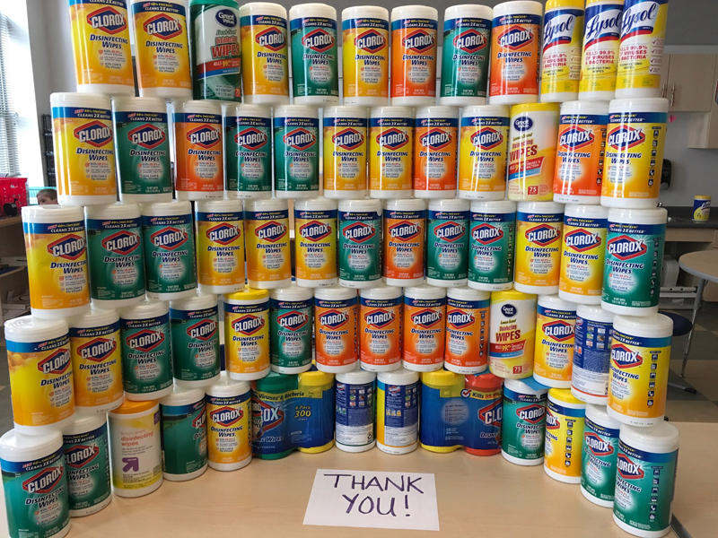 The Jefferson Village School PTA thanks everyone who donated to their Clorox Wipes drive.