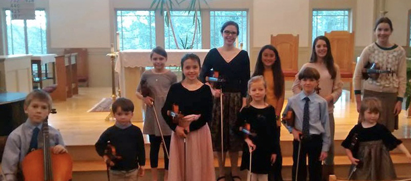 The young violin and cello players who performed on Jan. 28 at St. PatrickÂ’s Catholic Church in Newcastle.