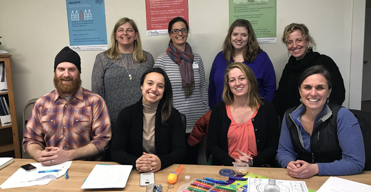 Lincoln County Mentor Network Representatives (back from left) Gretchen Brinkler, of Bristol Consolidated School; AnniPat McKenney, The Coulombe Center for Health Improvement; Kate Marone, of Healthy Lincoln County; Karen-Ann Hagar, of CLC-YMCA; (front from left) Andy Bezon, of Midcoast Conservancy; Sarah Matari, of Restorative Justice Project; Haley Bezon, of Hearty Roots; and Megan Taft, of Kieve-Wavus Education. Not pictured are Jake Abbott, of Lincoln Academy; and Kelsey Gibbs, of Skidompha Public Library.