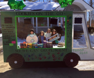 The Girl Scout Troop No. 144 cookie booth.