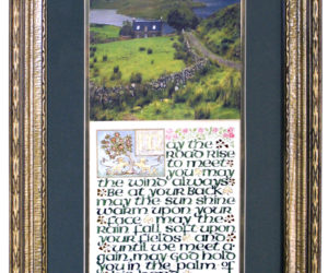 A handsome piece of calligraphy that artist Polly McGrory designed as a gift for her aunt, Mary McGrory.