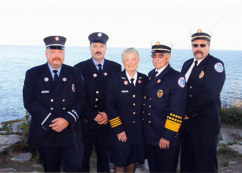 The Pendleton family's history of service to Bristol Fire and Rescue dates back to the department's first days. From left: Brad, Scott, Jeri, Ron, and Jared Pendleton. (Photo courtesy Ron and Jeri Pendleton)