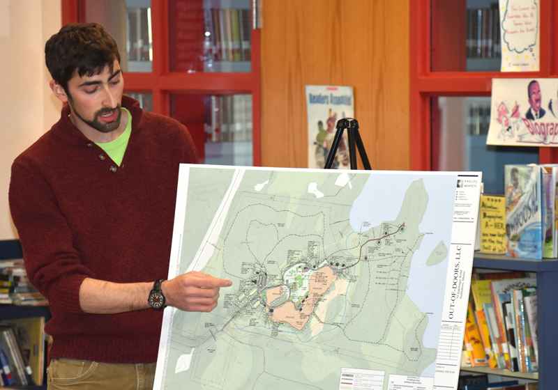 Matt Silverman, of Out of Doors LLC, discusses the revised general site plan for the proposed ecotourism destination. (Alexander Violo photo)