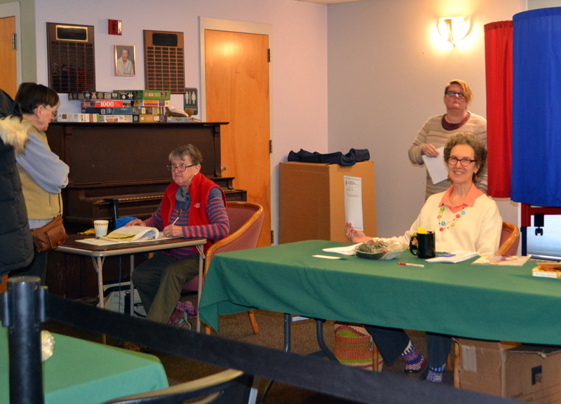 The Wiscasset Community Center was a busy place Tuesday, April 17, with a steady flow of voters throughout the day. A total of 881 votes were cast, including 230 absentee ballots. (Charlotte Boynton photo)