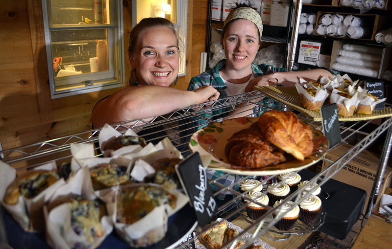 Barn Door Baking Co.'s Crystal Berg (left) and Andrea "Annie" Leck restarted the business's weekend "open bakery" days on Saturday and Sunday, April 7 and 8.