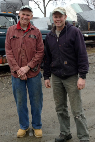 Paul Bryant (left) will talk about the boats he designed and built at Riverside Boat Co. on Friday, April 20 at 7 p.m. in Newcastle. His son, Nat Bryant (right), is the third generation to carry on the work.