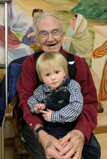 Little Miss Merriweather Gill, of Bremen, and Bill Robinson, of Waldoboro, at the most recent Simply Supper at Bremen Union Church.