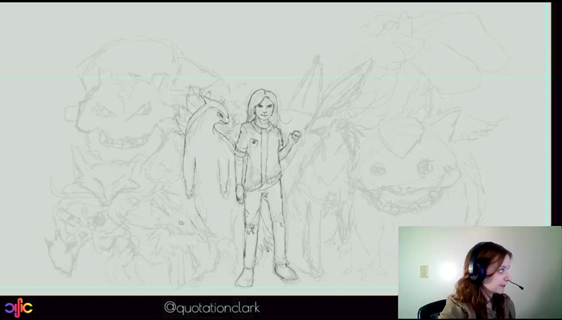 A screenshot of Amber Clark's digital-painting live-stream on Twitch. (Image courtesy Amber Clark)