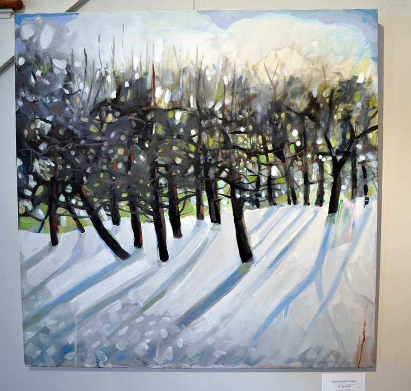 "Ice Orchard," an oil painting by Susan Bartlett Rice, is part of her current "Blooms and Loons" show in the office-gallery at Pemaquid Watershed Association in Damariscotta. (Christtine LaPado-Breglia photo)