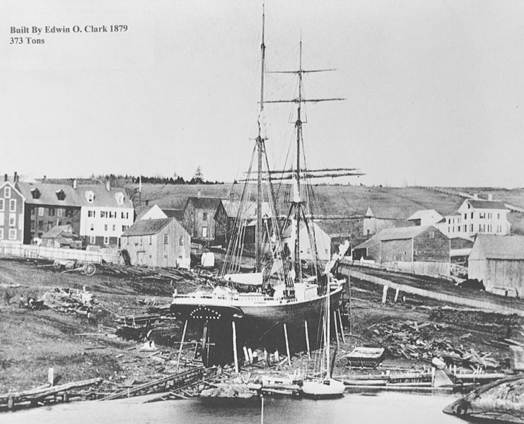 Brig Stacy Clark, 373 tons, built by E.O. Clark, 1879. (Photo courtesy Maine Maritime Museum)