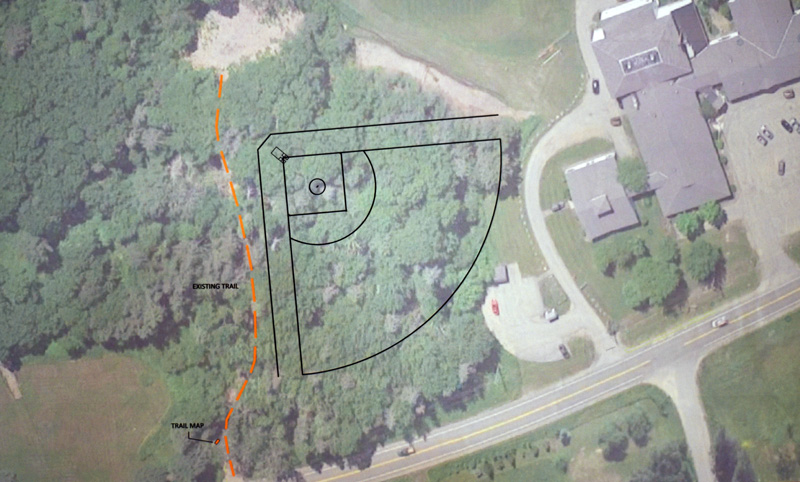 A diagram depicts the location of a potential new softball field at Bristol Consolidated School. The field was the subject of a public hearing at the school Wednesday, June 20. (Jessica Picard photo)