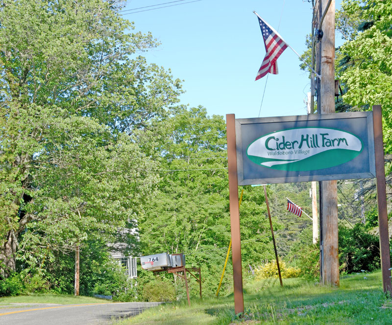 The entrance to Cider Hill Farm at 785 Main St. in Waldoboro. (Maia Zewert photo)