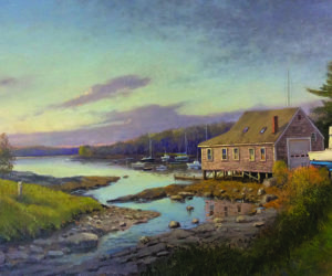 "Boat House Sunrise, Round Pond," by Thomas C. Adkins.