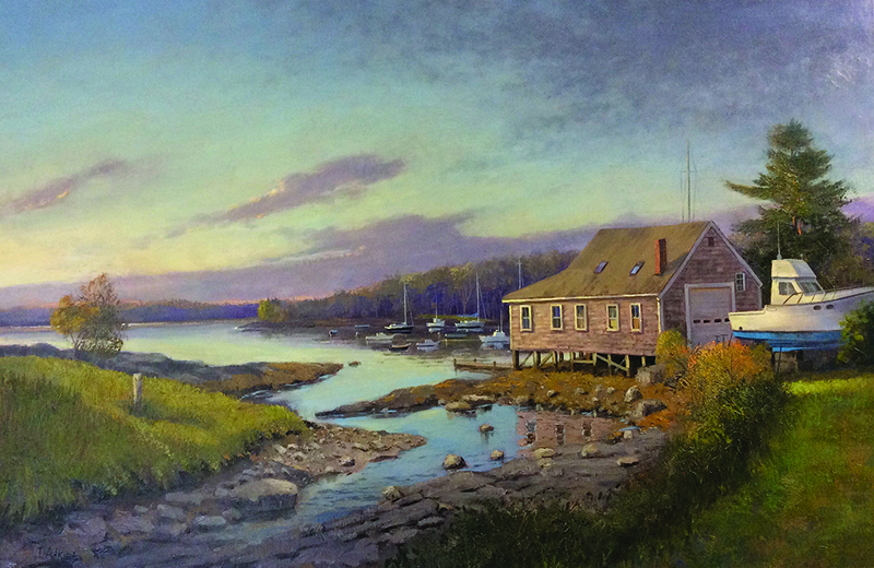 "Boat House Sunrise, Round Pond," by Thomas C. Adkins.