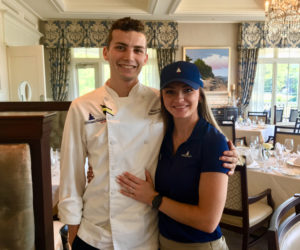 Nathaniel Adam and his fiancee, Megan Conway, at the Boothbay Harbor Country Club. (Suzi Thayer photo)