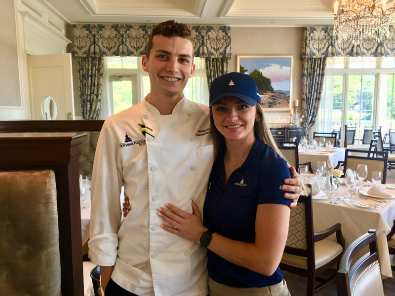 Nathaniel Adam and his fiancee, Megan Conway, at the Boothbay Harbor Country Club. (Suzi Thayer photo)