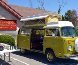 A 1960s Volkswagen Westfalia completes the 1960s theme at the 50th anniversary celebration of the Skidompha Secondhand Book Shop in Damariscotta on Saturday, July 21. (Johanna Neeson photo)