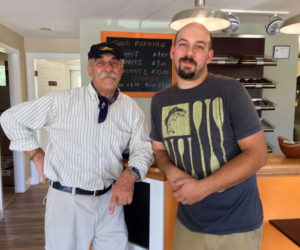 Father and son Andrew and Al Rzycki in their new shop, Old Time Donuts, in Damariscotta. (Photo courtesy Old Time Donuts)