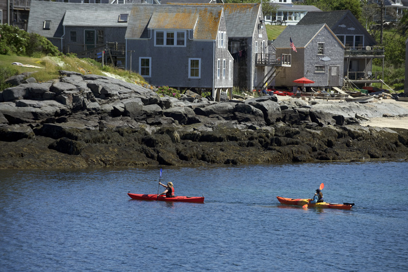 Kayakers off the shore of Monhegan Island on Friday, June 22. (Jessica Picard photo)