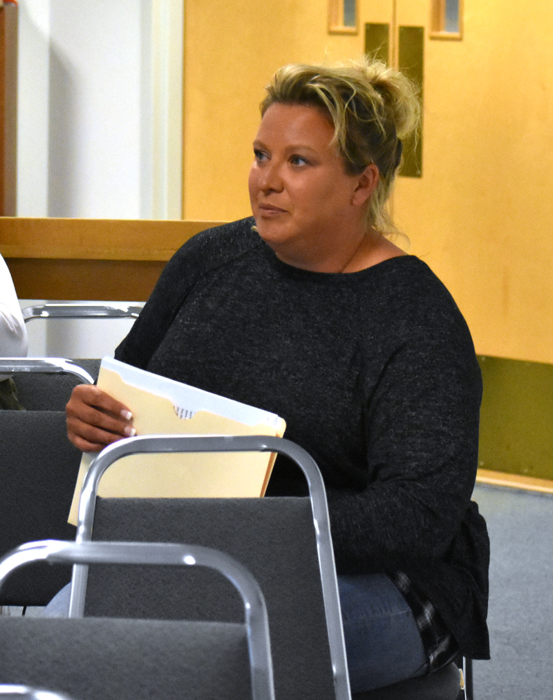 Renee Grover discusses her plans for a farm stand, wellness store, and medical marijuana caregiver's office during a Waldoboro Planning Board meeting Wednesday, June 27. (Alexander Violo photo)