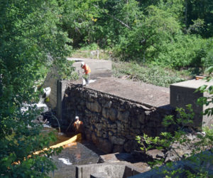 Work on the Coopers Mills Dam begins Thursday, July 19. The project is the first step in a multiple-year effort to improve habitat for endangered Atlantic salmon and other migratory fish along the Sheepscot River. (Jessica Clifford photo)