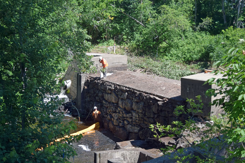 Work on the Coopers Mills Dam begins Thursday, July 19. The project is the first step in a multiple-year effort to improve habitat for endangered Atlantic salmon and other migratory fish along the Sheepscot River. (Jessica Clifford photo)