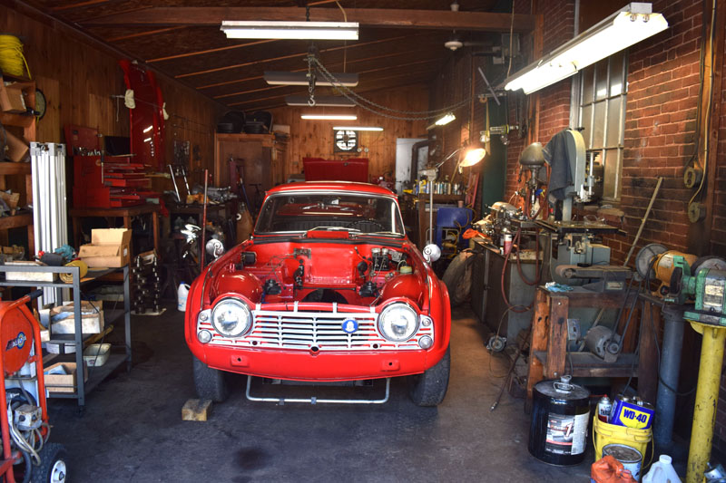 One of the rooms where David Laemmle restores vintage cars and motorcycles at Carriage Motors in downtown Wiscasset. (Jessica Clifford photo)