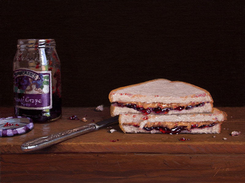 Abbey Ryan's painting "PB&J Halves with Jelly and Knife."