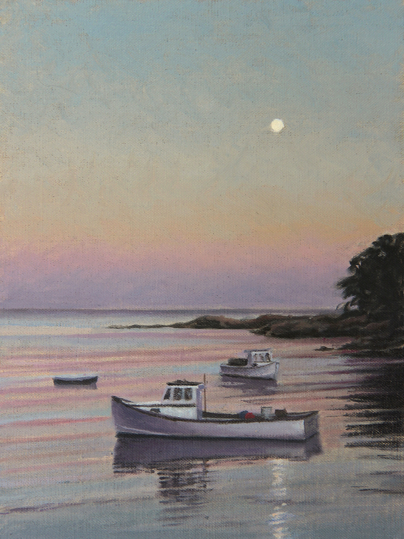 Inspired by water and subjects found near the water, Will Kefauver painted Nocturne, New Harbor."