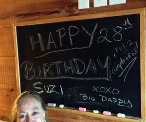 I arrived at Robinson's to a message on the chalkboard and the tune of "Happy Birthday." (Photo courtesy Caroline Canning)