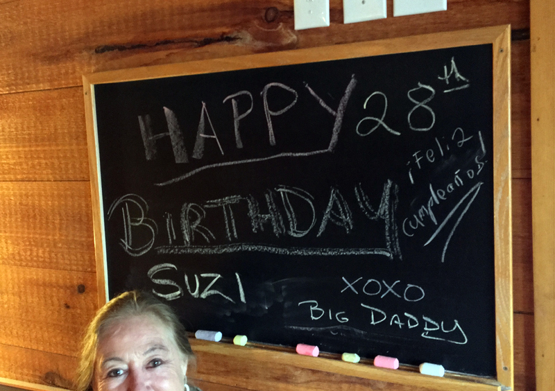 I arrived at Robinson's to a message on the chalkboard and the tune of "Happy Birthday." (Photo courtesy Caroline Canning)