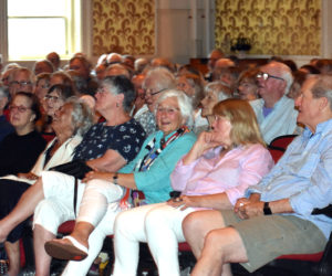 A full house attends Lincoln Theater's annual meeting in Damariscotta the evening of Thursday, July 26. (Alexander Violo photo)