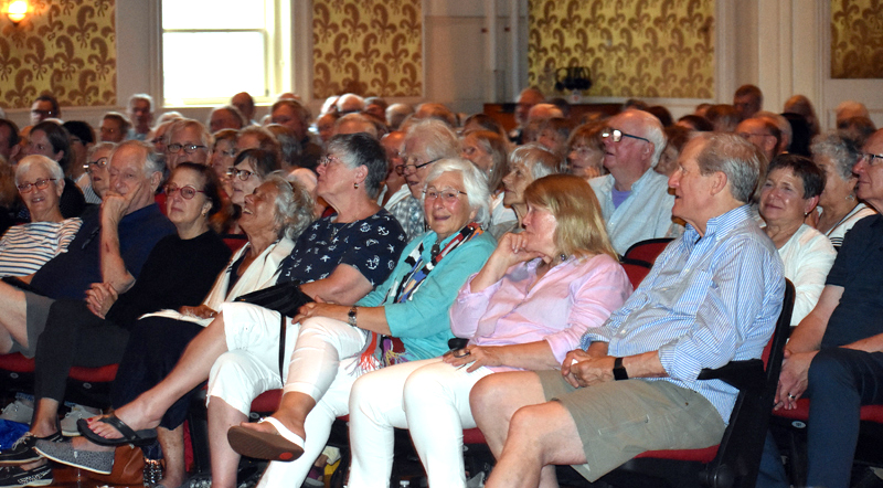 A full house attends Lincoln Theater's annual meeting in Damariscotta the evening of Thursday, July 26. (Alexander Violo photo)