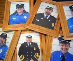 Members of the Dresden Fire Department from the Lilly family include the current chief and his predecessor, as well as other present and past officers. Top from left: Sonia Lilly, Steve Lilly, and Gorham Lilly. Bottom from left: Albert Lilly, Gerald Lilly, and Susan Bickford-Lilly. (Jessica Clifford photo)