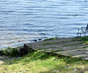 The carry-in launch at Dyer Long Pond is out of the water. The launches are designed to enter the water, according to Diano Circo, of the Maine Department of Inland Fisheries and Wildlife. (Alexander Violo photo)