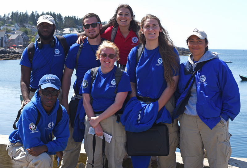 The "Summit 7" FEMA Corps group on Monhegan, Monday, Aug. 20. (Jessica Picard photo)