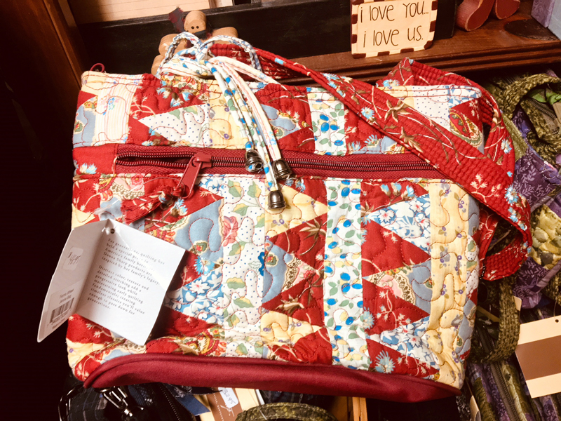 Donna Sharp quilted handbags, totes, and purses are among the biggest sellers at Burnham's Bloomers. (Suzi Thayer photo)