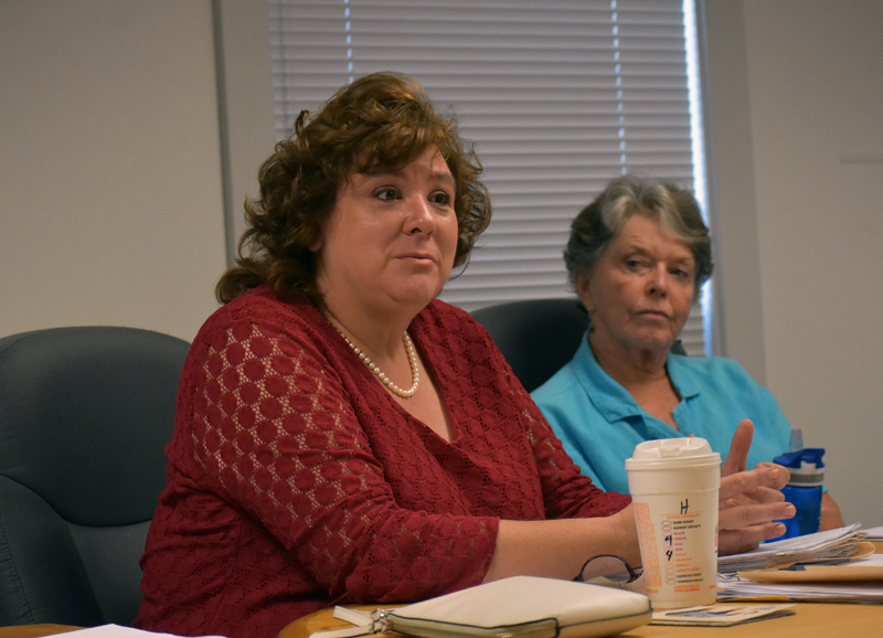 Waldoboro Town Manager Julie Keizer discusses financing philosophies during a Waldoboro Board of Selectmen's meeting Tuesday, Aug. 28. (Alexander Violo photo)