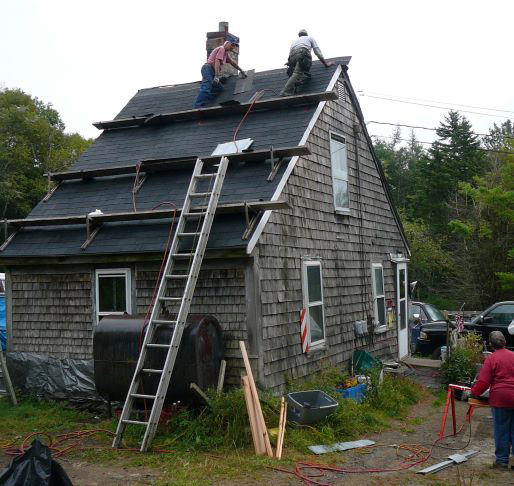 A roofing job in Waldoboro, 2009.