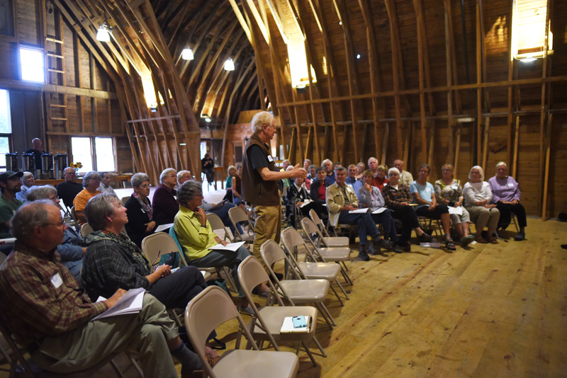 Haas Tobey speaks during a meeting about the potential unification of the Damariscotta River Association and Pemaquid Watershed Association at Darrows Barn in Damariscotta, Wednesday, Sept. 12. (Jessica Picard photo)