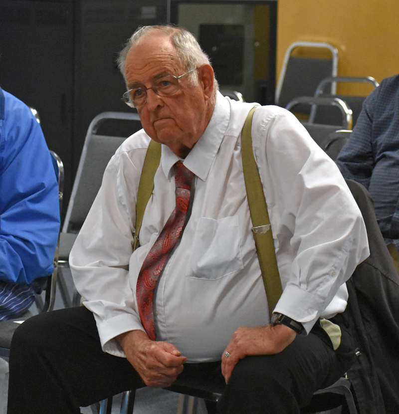 Ray Perkins, of Waldoboro, attends a meeting of the Waldoboro Board of Selectmen at the municipal building Tuesday, Sept. 11. Perkins has started a petition to ban consumer fireworks in the town. (Alexander Violo photo)