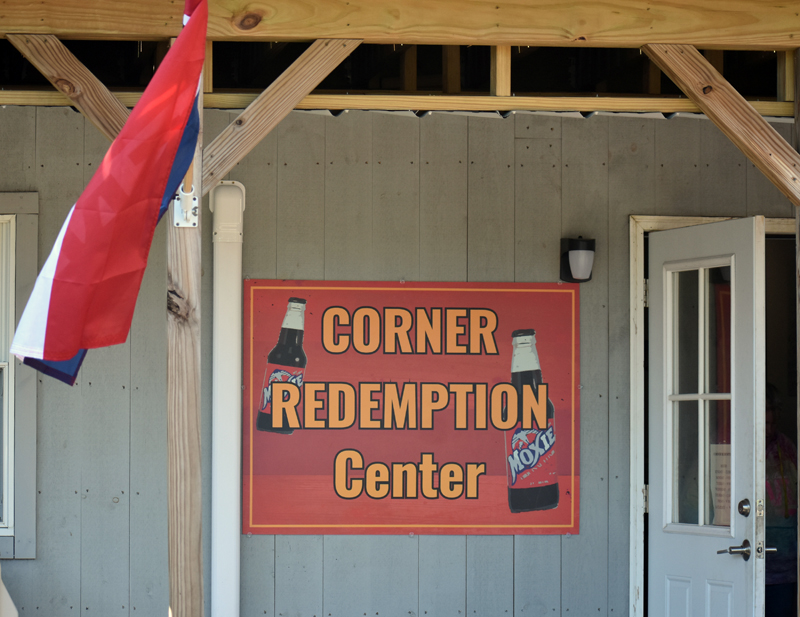 Waldoboro's Corner Redemption Center is open beneath McGreevy's Corner Store, at Kaler's Corner. (Alexander Violo photo)