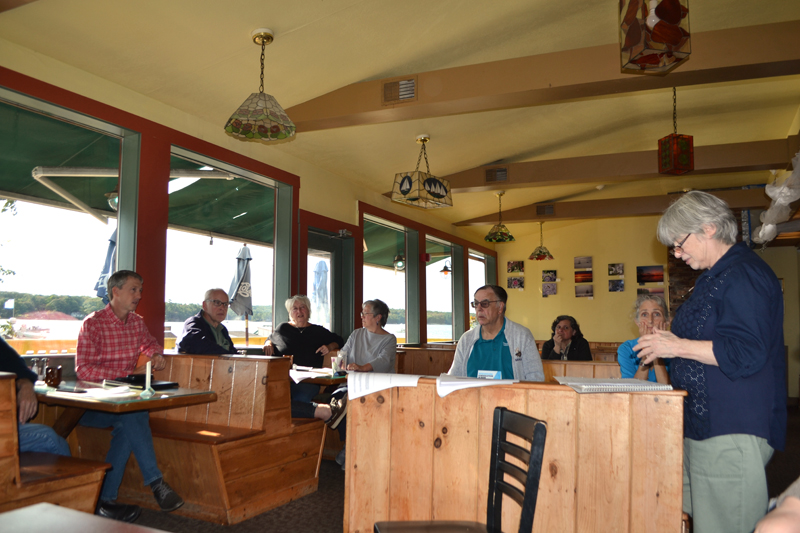 The Wiscasset Village Working Group meets at Sarah's Cafe on Friday, Sept. 21. The group will promote the town and its businesses during and after the ongoing construction downtown. (Charlotte Boynton photo)