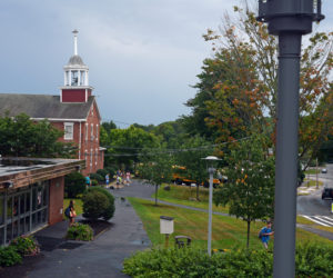 Lincoln Academy students cross campus during the first week of school. LA will host its annual parent open house on Wednesday, Sept. 26 from 6-8 p.m.